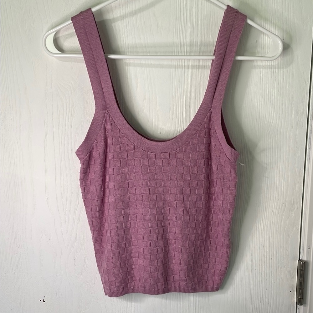 Abercrombie & Fitch Like New Checker Textured Plum Sleeveless Crop Size Small